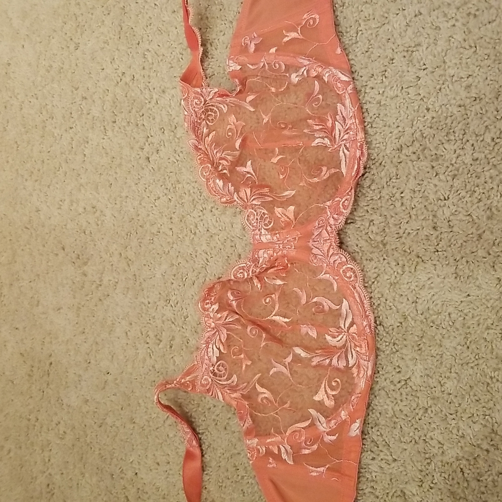 Orange sensuous lace bra